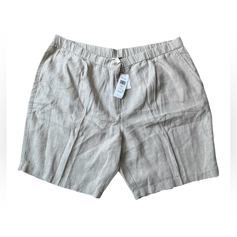 Eileen Fisher Tan Linen Relaxed Shorts